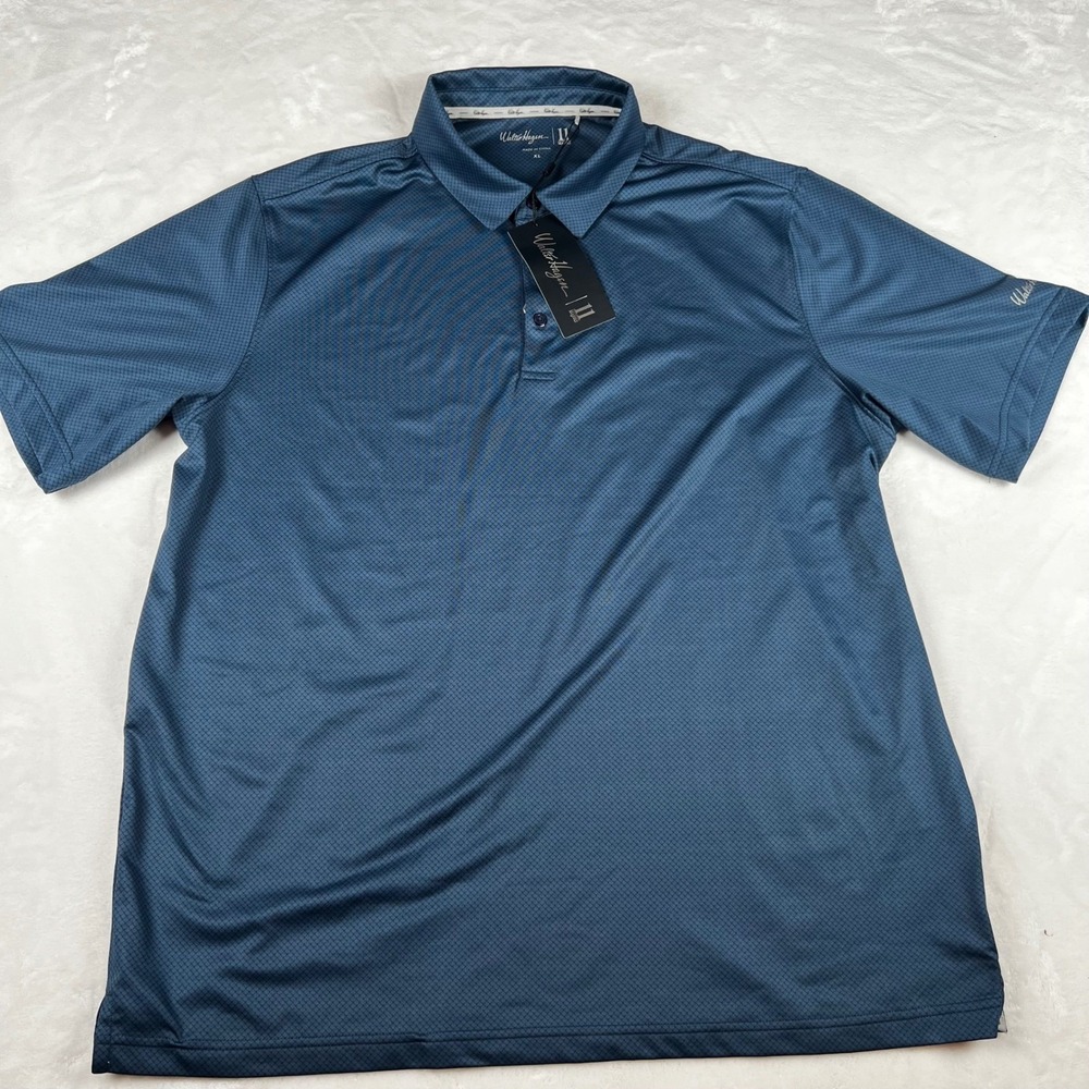 Walter Hagen Mens XL Perfect 11 Textured Solid Polo Navy Blue Golf Shirt New NWT - Picture 2 of 7